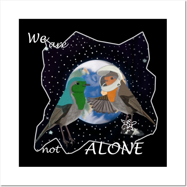 Astronaut Robin in Space Bird Watching Birding Ornithologist Funny Gift Wall Art by jzbirds